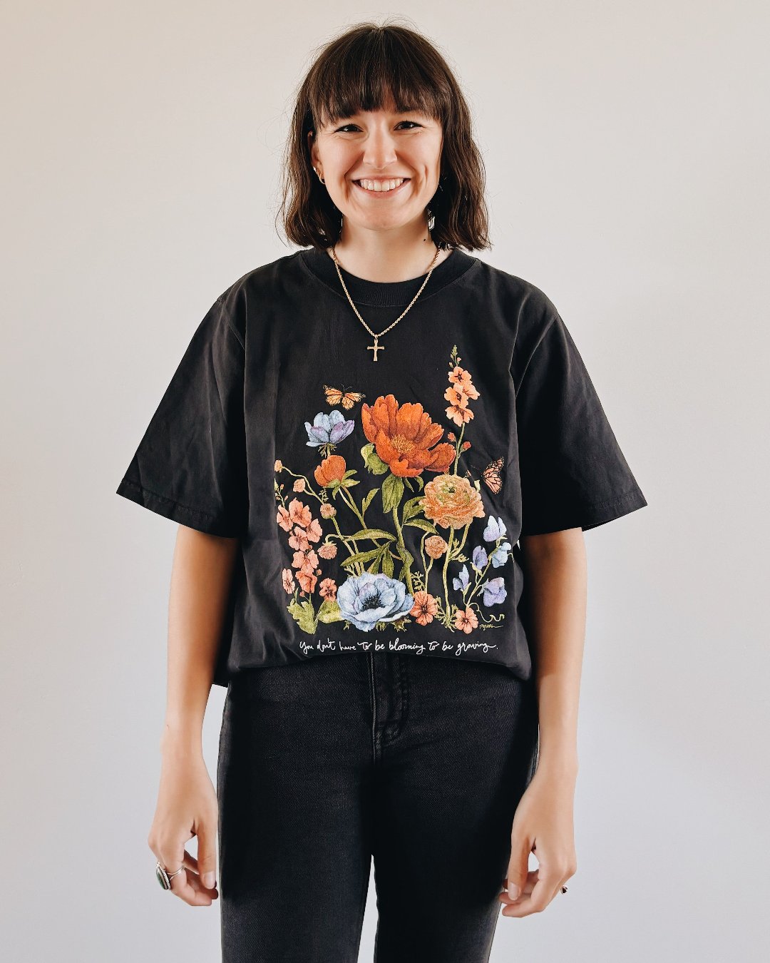 tshirt, flower shirt, peony, inspirational shirt