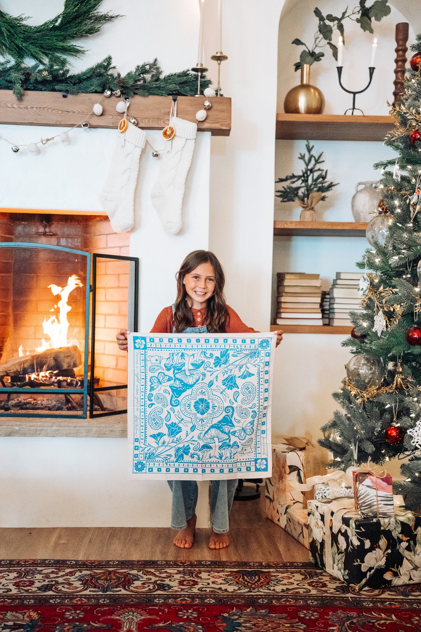 Home Is Right Where You Are, Ruth Chou Simons, bandana, mushrooms, whimsical, blue