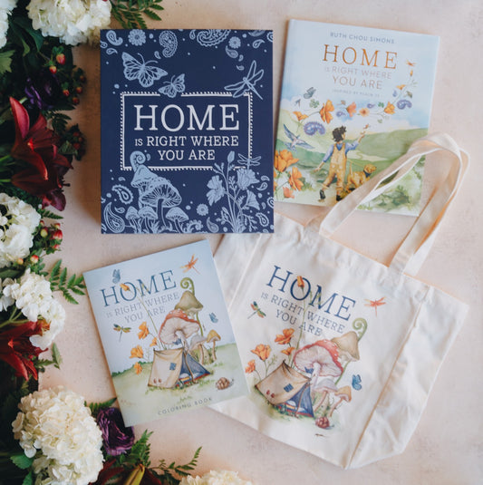 Home Is Right Where You Are, Ruth Chou Simons,Coloring Book, Tote Bag, Kids Gift Set, Psalm 23