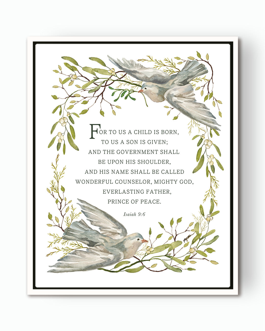 isaiah 6:9, christmas canvas, dove, green, prince of peace, gracelaced, ruth chou simons