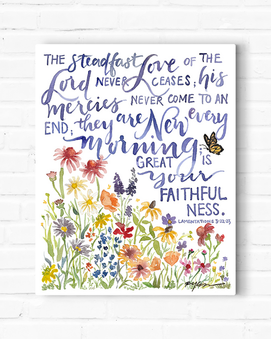 Lamentations 3 His Mercies Are New Every Morning Canvas by Ruth Chou Simons - Christian Scripture Wall Art 