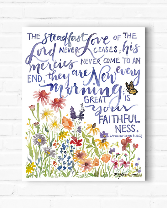 Lamentations 3 His Mercies Are New Every Morning Canvas by Ruth Chou Simons - Christian Scripture Wall Art