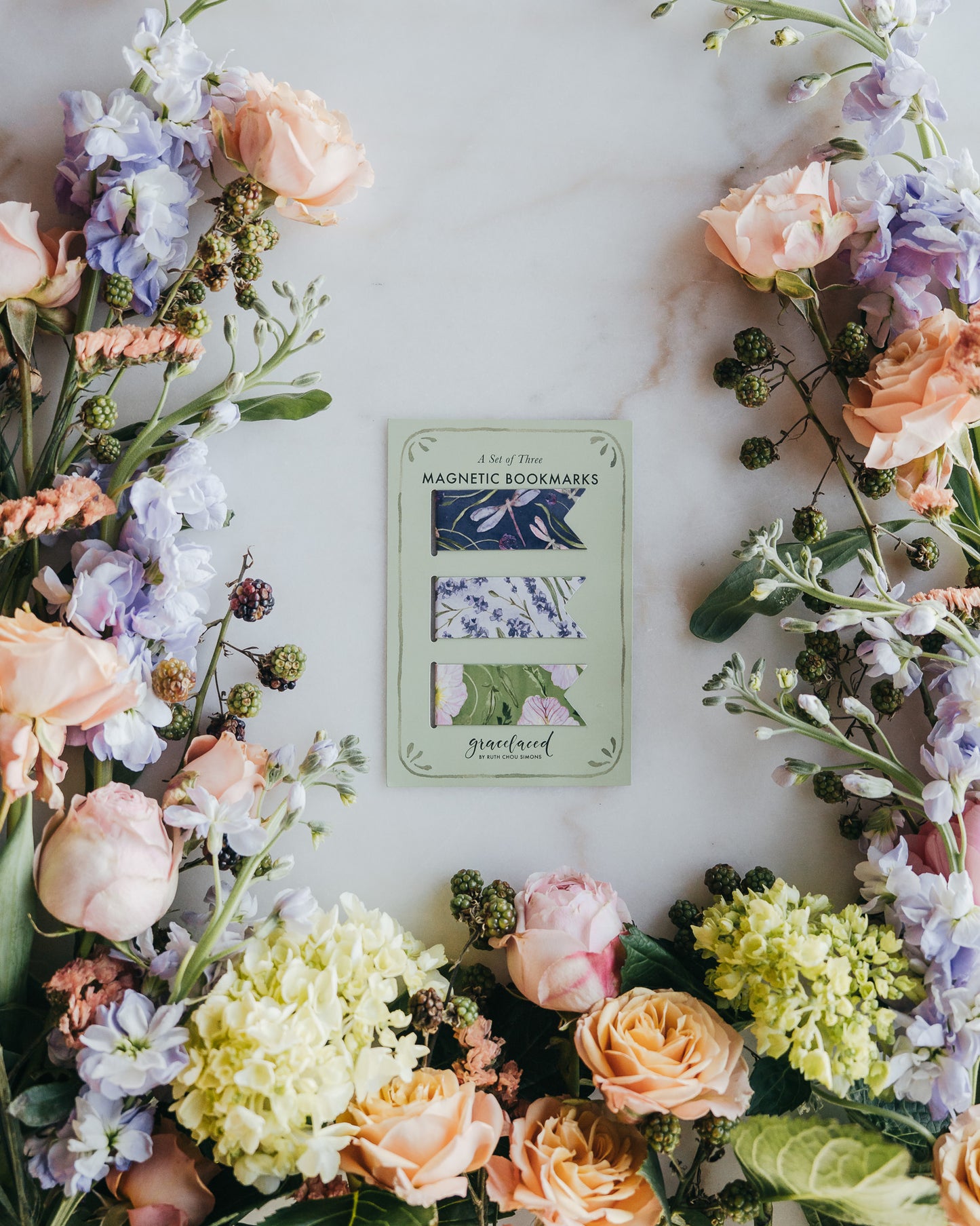 Lavender Magnetic Bookmark Set