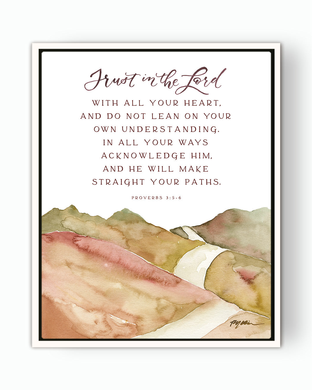 Christian art mountains pathway-Bible verse print Proverbs 3