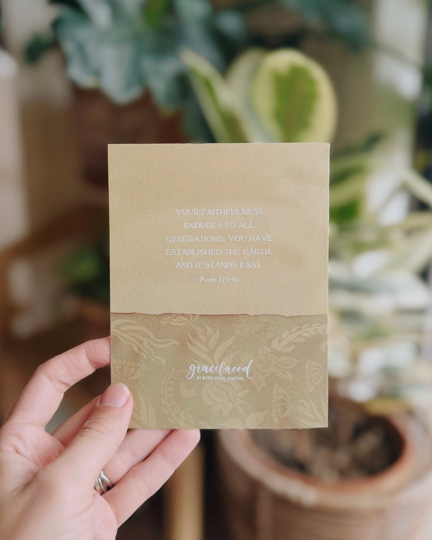 psalm 119:90, faithful everyday, notecards, beautiful, home, art, floral, coffee, blank notecard