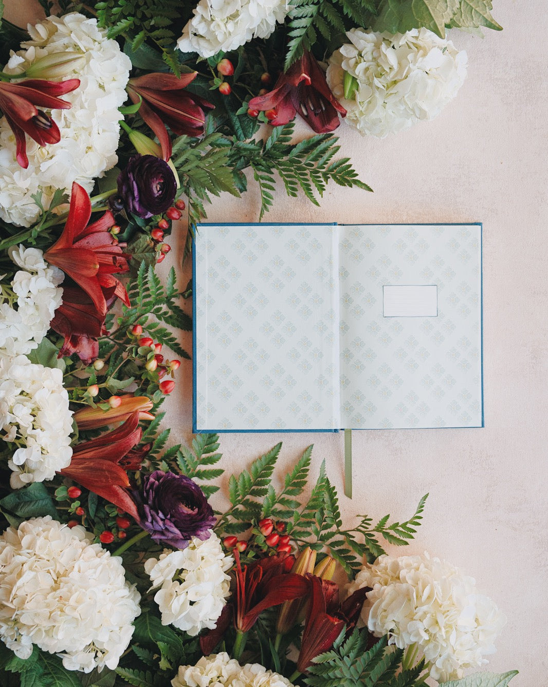 psalm 23, embroidered journal, red peony, beautiful, cute, floral