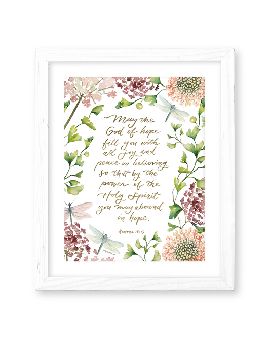 Abound in Hope Christian Art Print, Scripture Print, Ruth Chou Simons-Romans 15 bible verse art