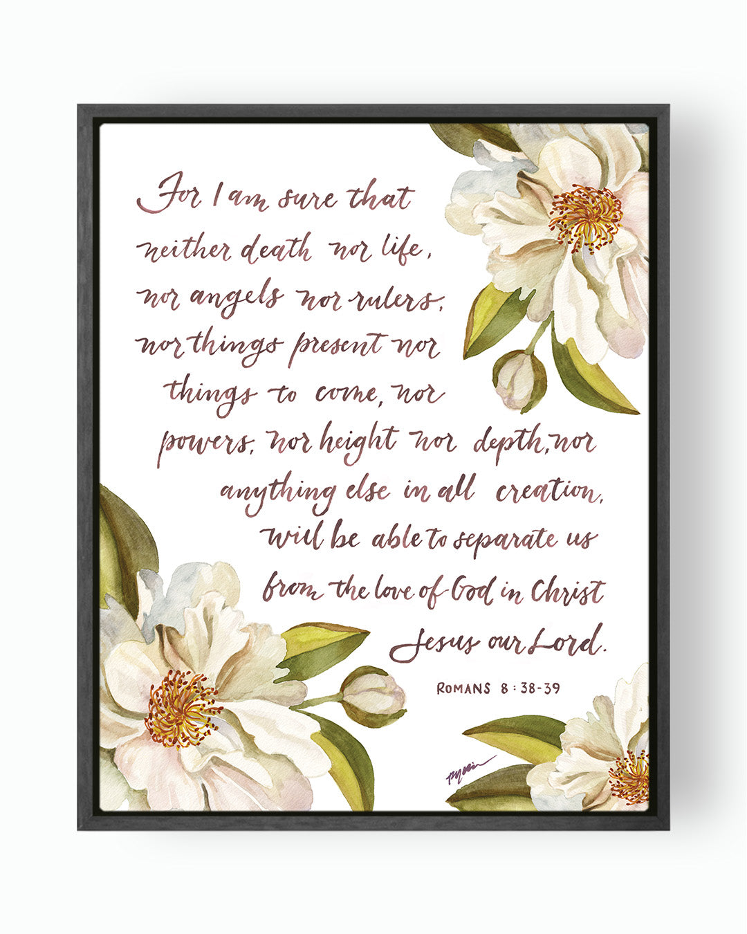 Christian art Romans 8 Bible verse art canvas-white flower art