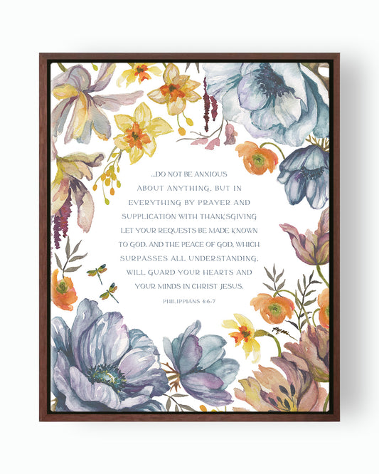 framed canvas bible verse quote Do Not Be Anxious About Anything from Philippians 4 - Ruth Chou Simons Christian art