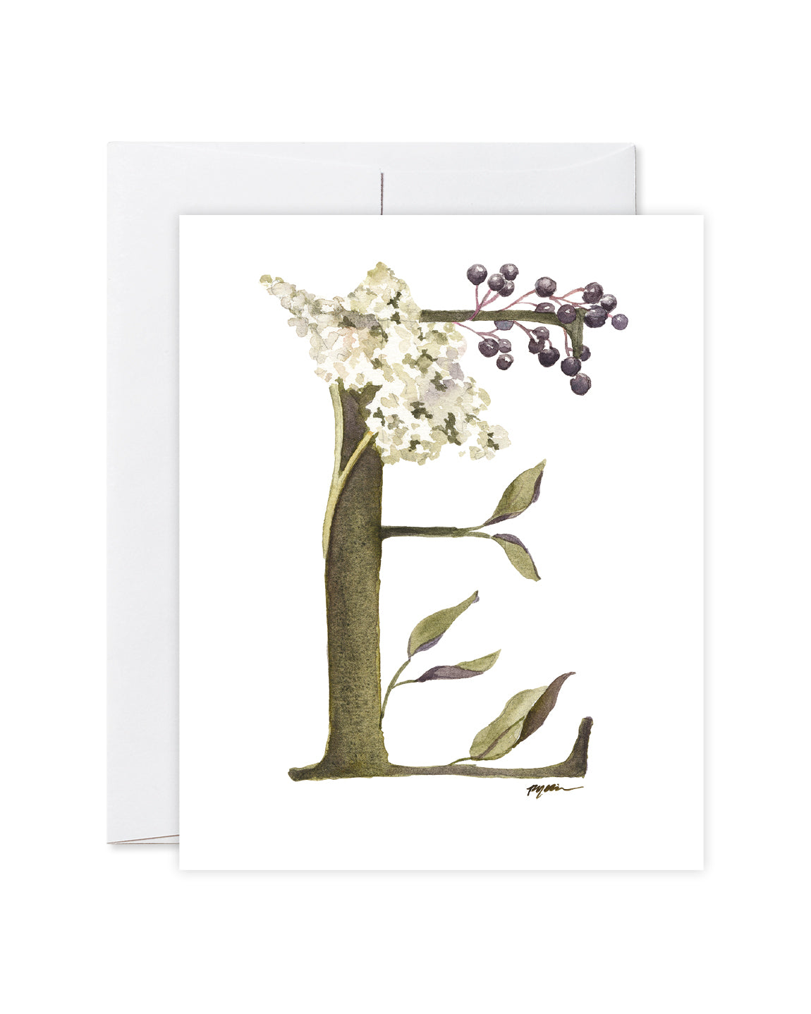 GraceLaced letter E personalized monogrammed note card by Ruth Chou Simons