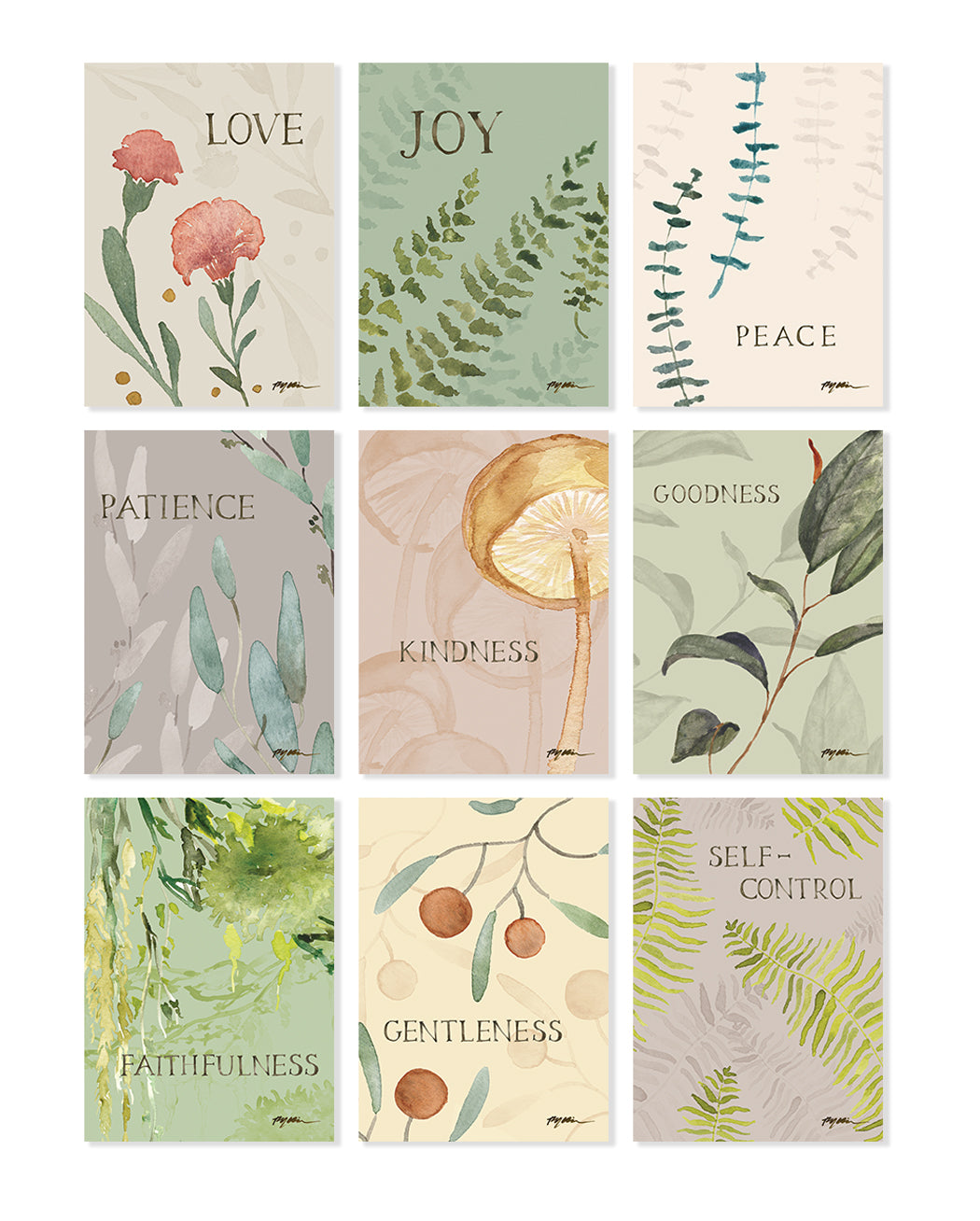 Botanical Fruit of the Spirit Print Set