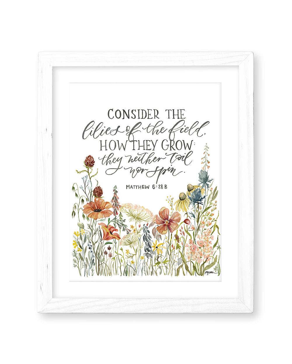Matthew 6:28b | How They Grow (White) Print