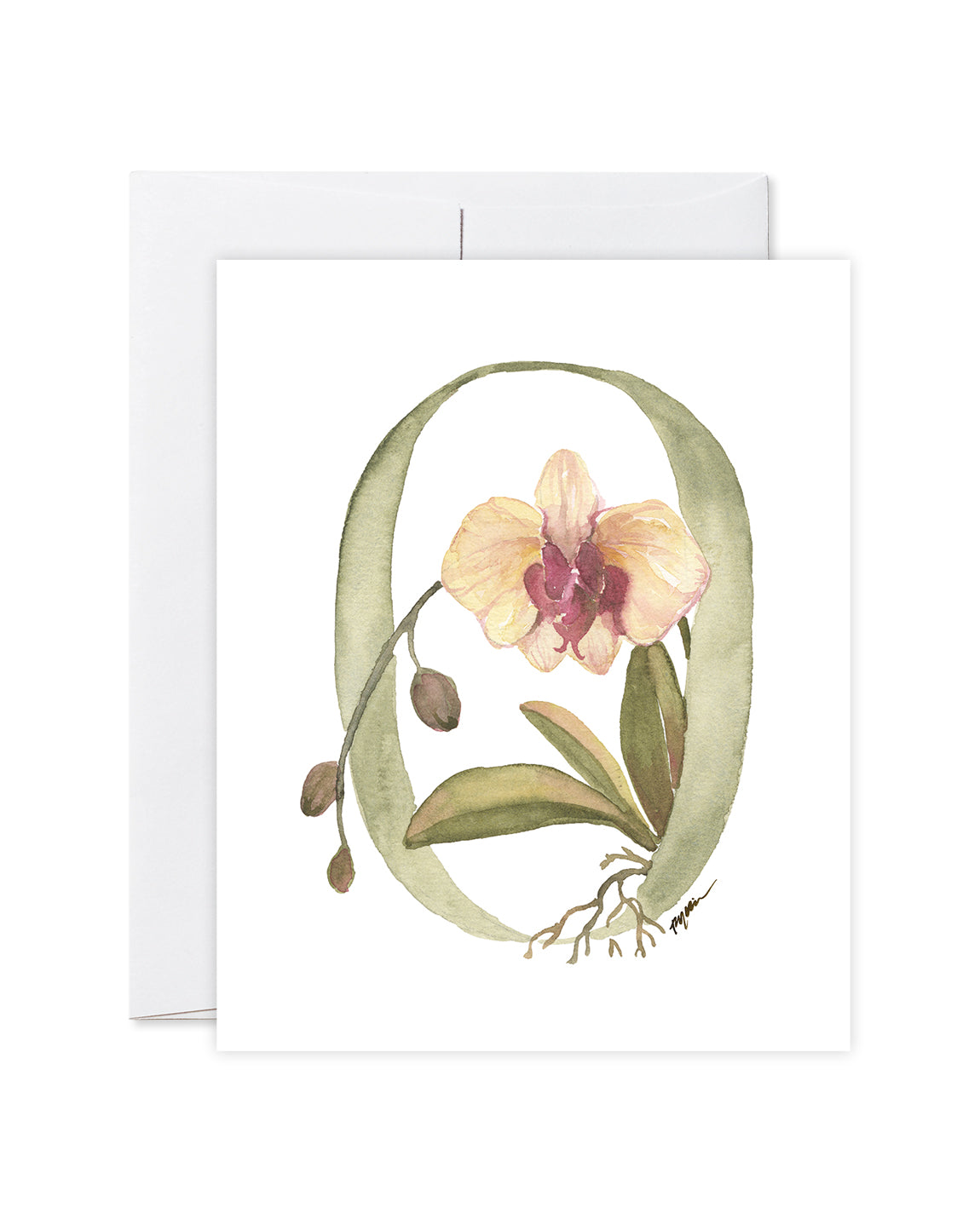 GraceLaced letter O personalized floral watercolor monogrammed note card by Ruth Chou Simons