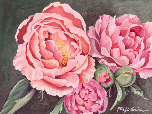 Pink Peonies Fine Art Canvas