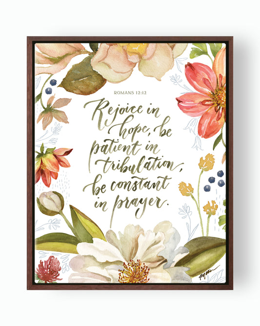 Rejoice in Hope canvas bible verse quote - Ruth Chou Simons Christian art