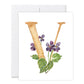 GraceLaced letter V personalized floral watercolor monogrammed note card by Ruth Chou Simons