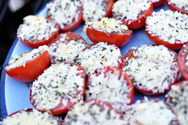 Grilled Basil-Parmesan Topped Tomatoes