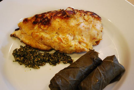 Almond-Apricot Chicken with Mint Pesto