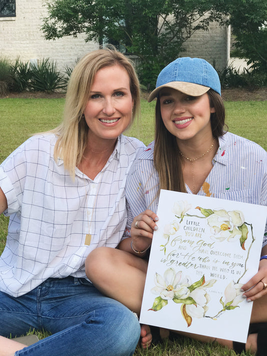 Korie and Sadie Robertson with GraceLaced Art by Ruth Chou Simons