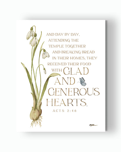 Acts 2:46 | Glad and Generous Hearts Canvas