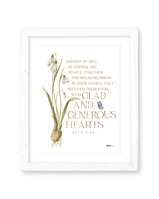 Acts 2:46 | Glad and Generous Hearts Print