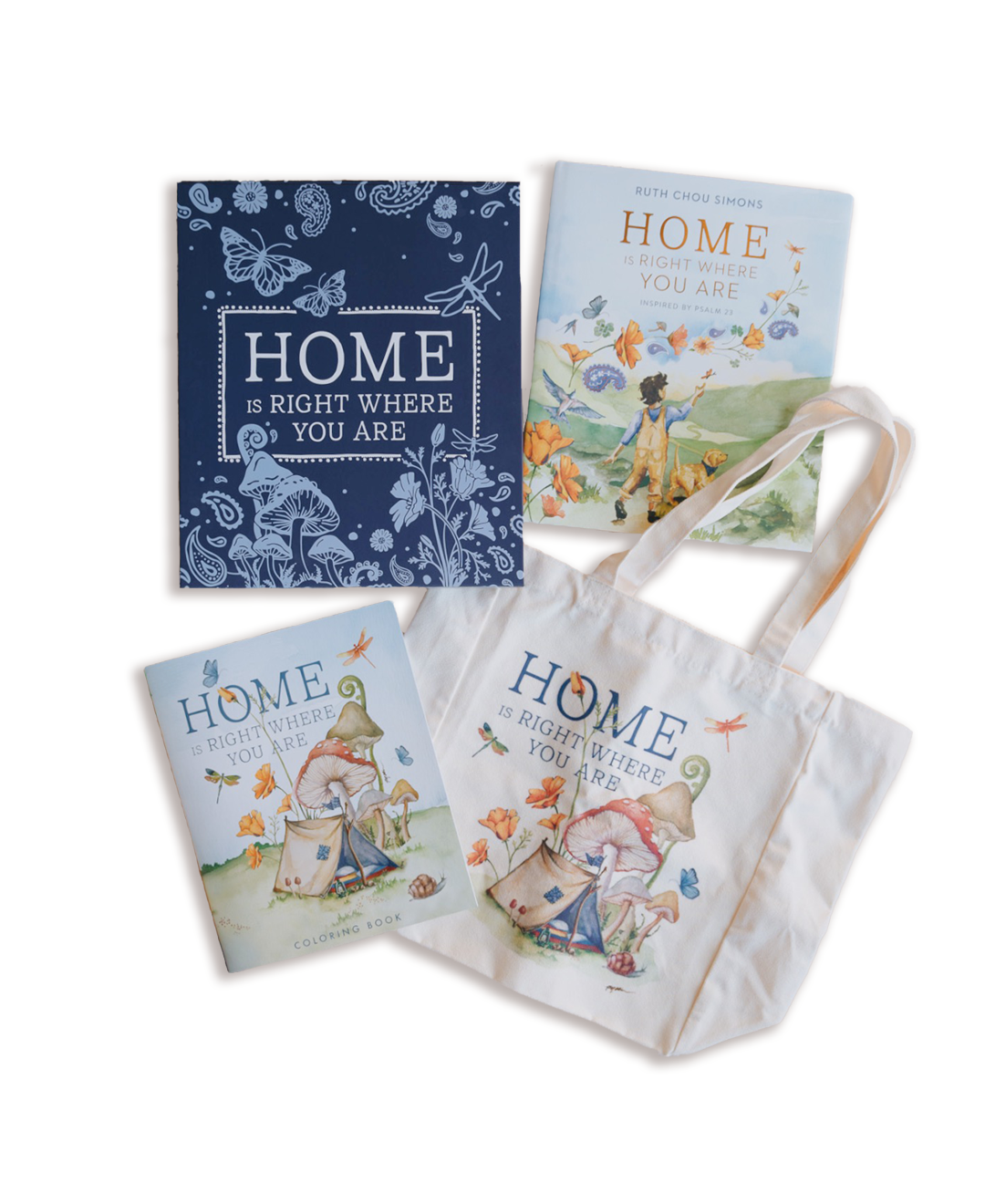 Home Is Right Where You Are, Ruth Chou Simons,Coloring Book, Tote Bag, Kids Gift Set, Psalm 23