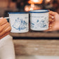 Home Is Right Where You Are, camp mug, enamel mug, Ruth Chou Simons, bandana, mushrooms, whimsical, dog, camping