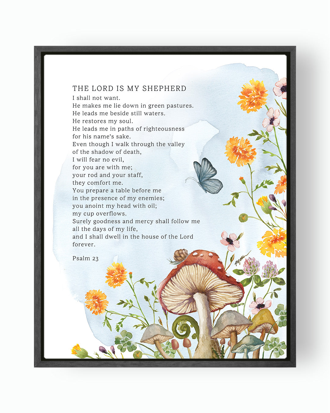 Home Is Right Where You Are, Ruth Chou Simons, mushrooms, whimsical, butterfly, the lord is my shepherd, framed art