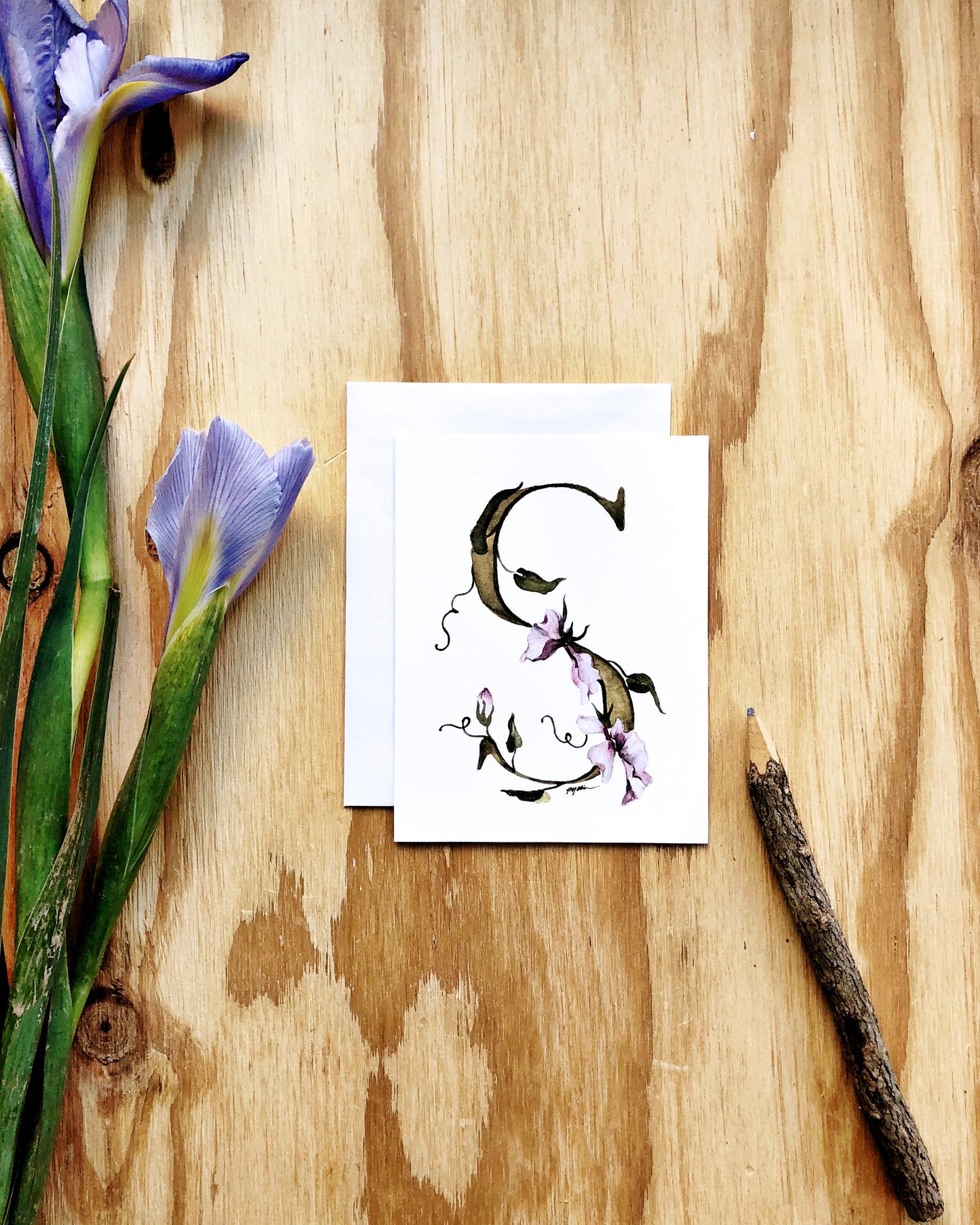 GraceLaced floral watercolor blank personalized monogrammed notecard set by Ruth Chou Simons
