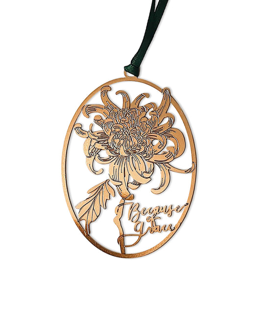 "Because of Grace" Brass Ornament