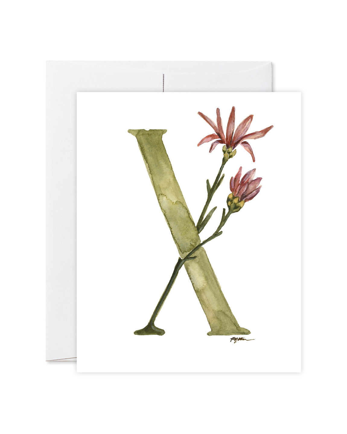 GraceLaced letter X personalized floral watercolor monogrammed note card by Ruth Chou Simons